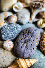 Summer card concept with sea stones