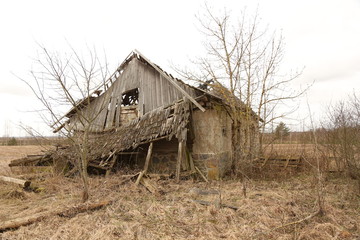 Abandoned, falling down house