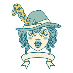 human bard character with banner illustration