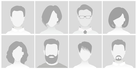 Default Placeholder Avatar Profile on Gray Background Man and Woman - obrazy, fototapety, plakaty