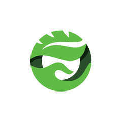 Leaf Nature Organic Circle Logo Graphic Design