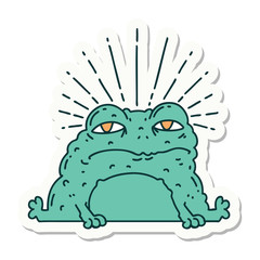 sticker of tattoo style toad character