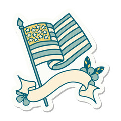 tattoo sticker with banner of the american flag