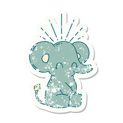 grunge sticker of tattoo style cute elephant