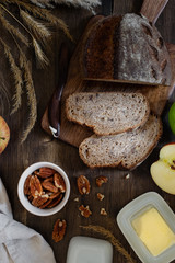 Homemade Close up of homemade whole grain sourdough bread
