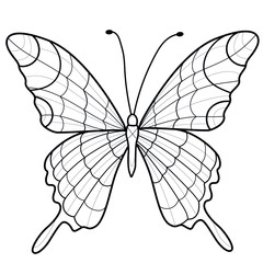 Beautiful butterfly.Coloring book antistress for children and adults. Illustration isolated on white background.Zen-tangle style. Black and white drawing.