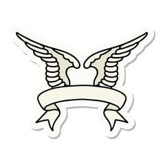 tattoo sticker with banner of a wing