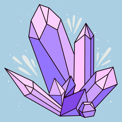 Vector purple magic crystal. Natural mineral