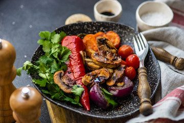 Healthy food concept with grilled vegetable