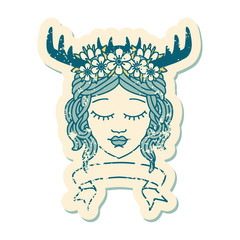 human druid character with banner illustration