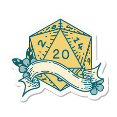 natural twenty D20 dice roll sticker