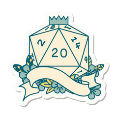 natural twenty D20 dice roll sticker