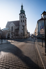 View of the Church of Saint Andrew, a Baroque church in the Old Town district in Krakow, Poland.