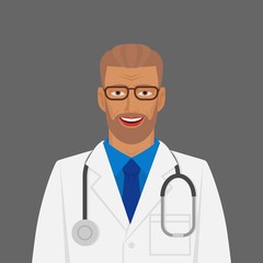 Doctor medic man in white coat with stethoscope