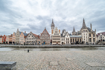 Fototapeta na wymiar guild houses of Ghent by the canal