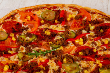 Pizza with minced meat