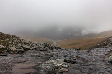 river in the Arctic mountains of a Sarek National Park.