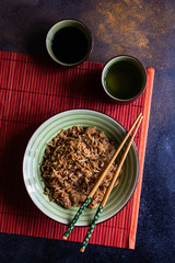 Traditional chinese rice on concrete background