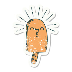 grunge sticker of tattoo style ice lolly