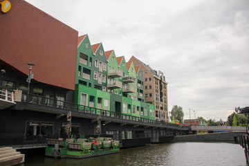 Fototapeta premium Zaandam houses with river passing in the middle