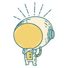 traditional tattoo style astronaut