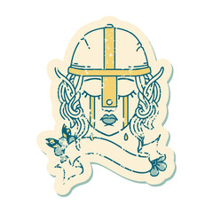 crying elf fighter character face illustration