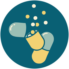 burst open medical capsule pill icon