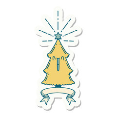 sticker of tattoo style christmas tree with star