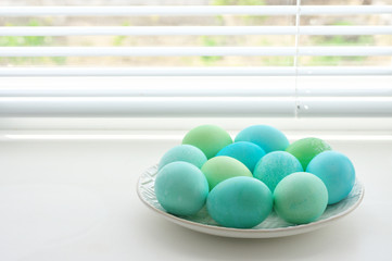 Light blue and green Easter eggs