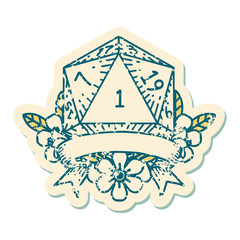 natural one d20 dice roll illustration