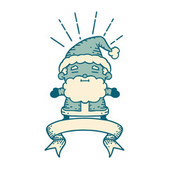 banner with tattoo style santa claus christmas character