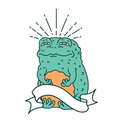 banner with tattoo style toad character