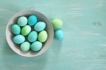 Light blue and green Easter eggs