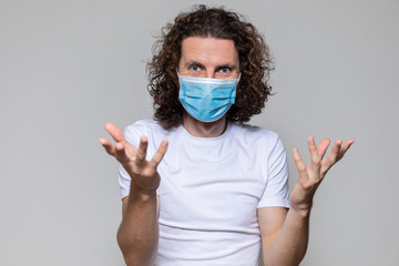 Man in medical mask. Pandemic coronavirus epidemic covid-19 quarantine