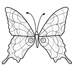 Beautiful butterfly.Coloring book antistress for children and adults. Illustration isolated on white background.Zen-tangle style. Black and white drawing.