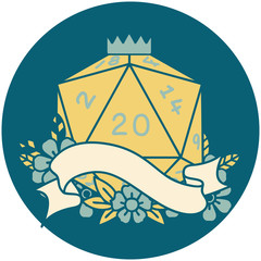 natural twenty D20 dice roll illustration