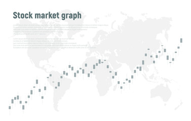 Stock market graph or forex trading chart for business and financial concepts, reports and investment on grey background