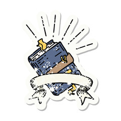 grunge sticker of tattoo style old bound notebook