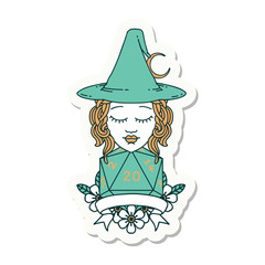 human witch with natural twenty dice roll sticker
