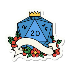 natural twenty D20 dice roll sticker