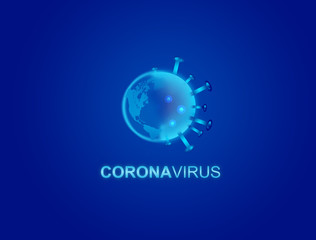 Fototapeta na wymiar virus, coronavirus covid19 covid-19 on blue background neon, DNA, biological research 