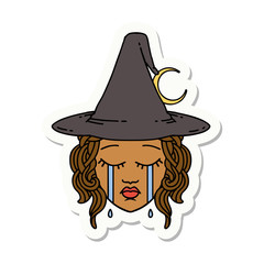 crying human witch character sticker
