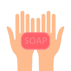 Wash your hands with soap sign virus protection - 340012293