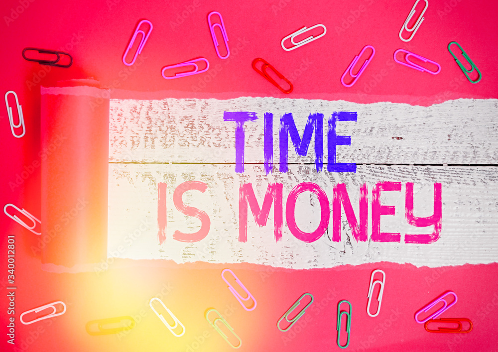 Poster conceptual hand writing showing time is money. concept meaning to do things as quickly as posibble a
