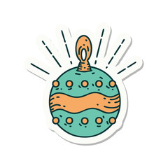 sticker of tattoo style christmas ornament