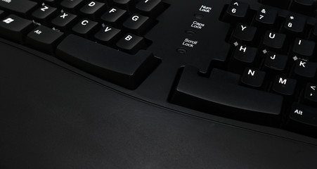 Close up of Keyboard of black laptop.enter.