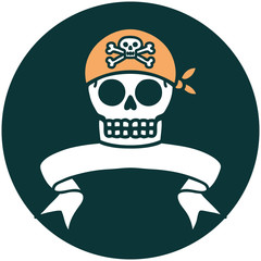 icon with banner of a pirate skull