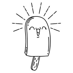 traditional black line work tattoo style ice lolly
