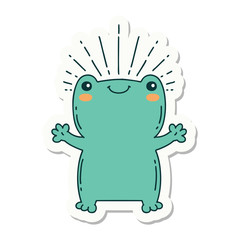 sticker of tattoo style happy frog