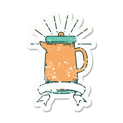 grunge sticker of tattoo style coffee pot